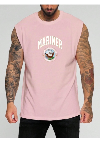 Mariner Baskılı Kolsuz Tişört Pembe