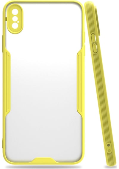 Apple Uyumlu - iPhone Xs Max Kılıf Platin Silikon - Sarı
