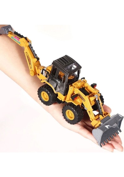 Oyuncak Metal Buldozer Ekskavatör Kepçe İş Makinası 32 Cm