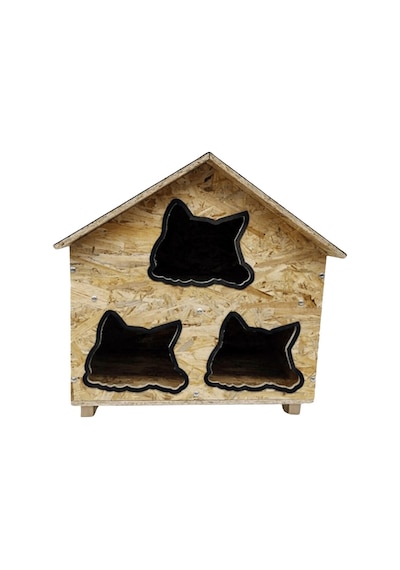 Reyo Kedi Evi Dış Ortam Uygun Ahşap Kedi Evi Osb 58 x 58 x 40 CM CAT28