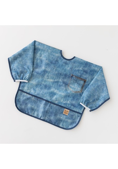 Bumkins X Roamio Uzun Kollu Önlük 6-24 Ay - Vintage Denim Mavi