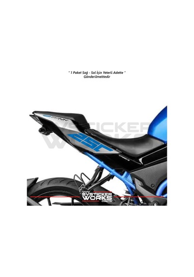 Cfmoto 250nk Sticker Arka Kuyruk Üzeri Sağ Sol 250 Yazısı Mavi