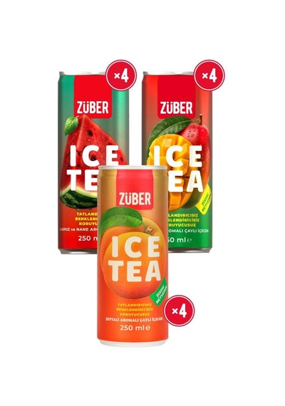 Ice Tea Yepyeni Soğuk Çay Deneme Paketi 250ml X 12 Adet Karpuz&nane, Mango, Şeftali