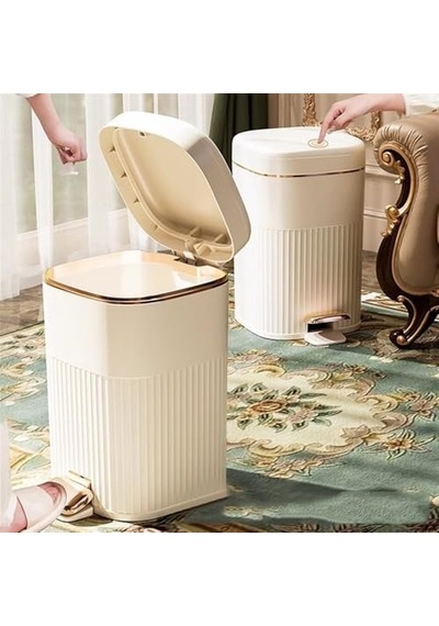 Tr 8/10/15 Litre Çöp Kovası, Darbe Emici Kapaklı, Retro Plastik, Basamak Açma, Oturma Odası, Yatak Odası, Banyo İ Genel