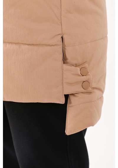 Maraton Sportswear Comfort Kadın Kapşonlu Kolsuz Basic Bej Yelek 21402-bej Bej