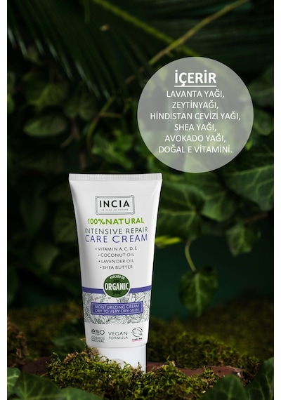 INCIA %100 Doğal Onarıcı Bakım Kremi Yoğun Nemlendirici Cilt Bakım Lavanta Avokado Shea Vegan 50 ML