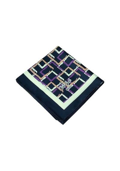 Mim Eşarp Vav İpek Kadın Micro Twill Sport Desenli Eşarp Lacivert - Krem