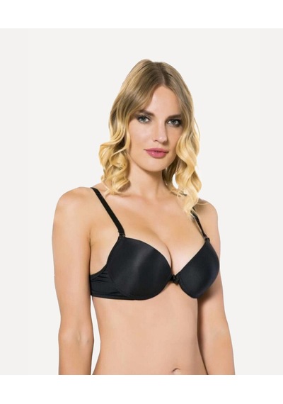 Nbb Destekli Push-up Balenli V Yaka Kesim Cuplı Basic Sütyen- 352 Siyah