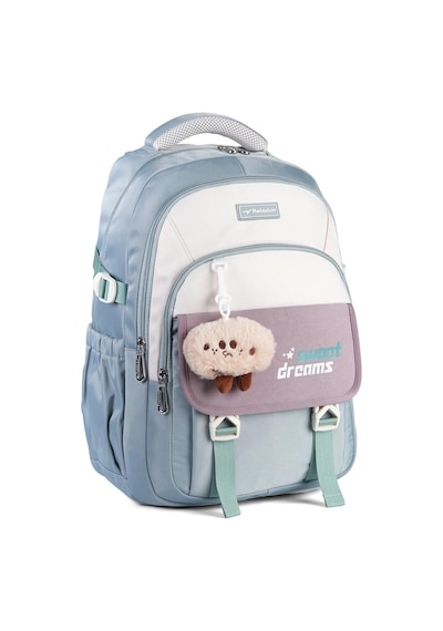 Relaxion 2462 Çocuk Bordo Peluş Anahtarlıklı Fonksiyonel Okul Çantası Gri