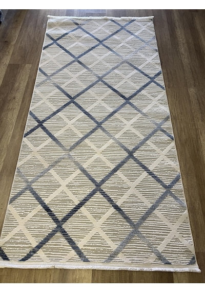 Hoom Rugs Moda 1097 Mavi Yün Tuşeli Akrilik Antibakteriyel Modern Halı Mavi