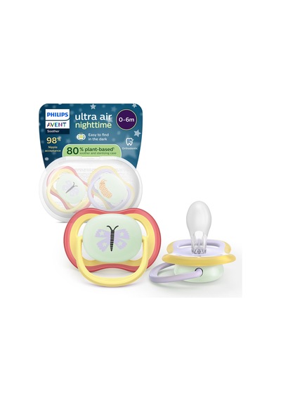 Ultra Air Gece Emziği, Ortadontik, Karanlıkta Parlayan, 0-6 Ay, Kız, Scf376/25 Gece Kelebeği