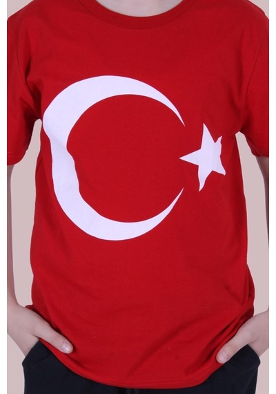 Panios Kids Imzalı Atatürk Baskılı Unisexs T-shırt Kırmızı