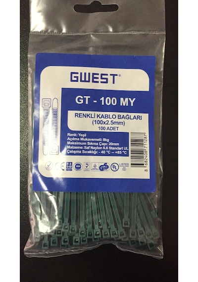 Gwest 2,5x100mm 10cm Renkli Plastik Cırt Kelepçe Kablo Bağı 6renk