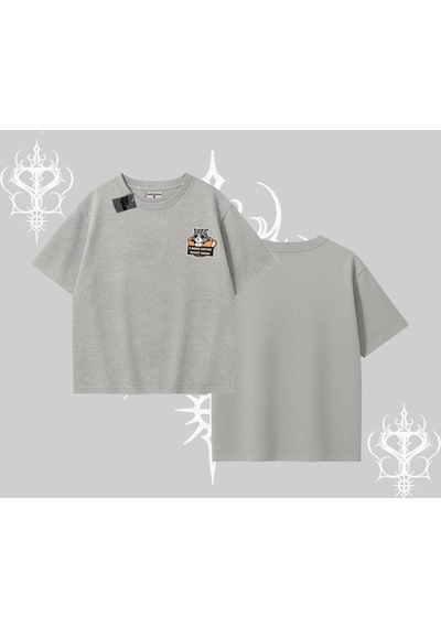 Tarzsokak Need Coffee Right Meow Yazılı Kedi Baskılı Oversize Tshirt Gri