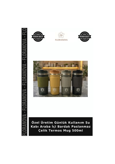 Özel Üretim Günlük Kullanım Su Kabı Araba İçi Bardak Paslanmaz Çelik Termos Mug 500ml