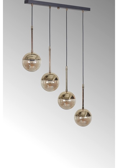Luvia 4 Lü Gold-siyah Metal Gövde Bal Rengi Camlı Tasarım Lüx... Gold
