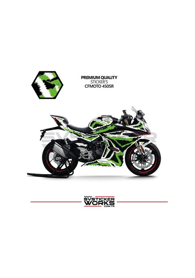 Cfmoto 450sr Kaplama Sticker Air Brush Motor Kaplama Modeli Hazır Kit Tüm Modeller Uyumlu Yeşil