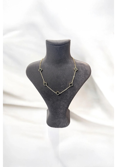 Hasenna T-kly-16 Gold İçi Siyah Yonca Kolye Gold