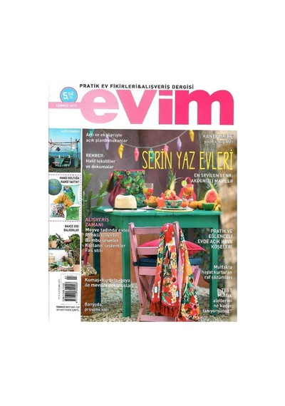 Evim - Pratik Ev Fikirleri Ve Alışveriş Dergisi -serin Yaz Evleri - Retro Eski Basım Koleksiyon - Temmuz 2017 - Sayı 137