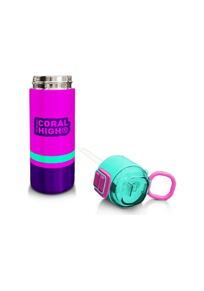 Coral High Kids Pembe Su Yeşili Pipetli Ve Direkt İçim Çelik Termos 500 Ml 31829 Bej