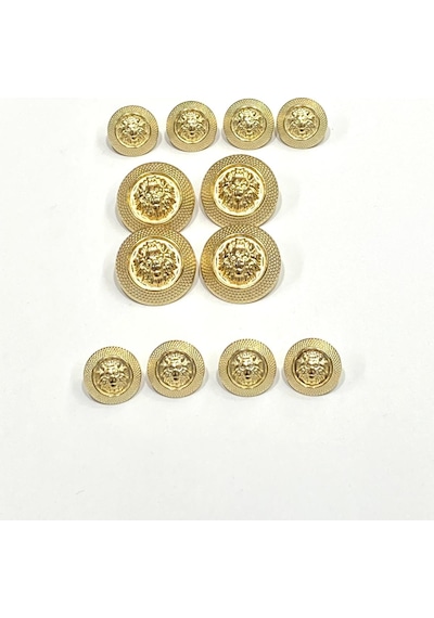 Blazer Ceket Düğmesi Takımı 4+8 / Aslan Model / Altın Sarısı