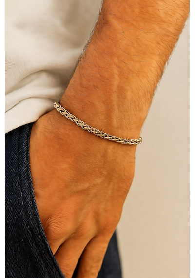 Altın Renk Chavin Angelus Lufigo Unisex Erkek Çelik Zincir Çelik Bileklik - 3875
