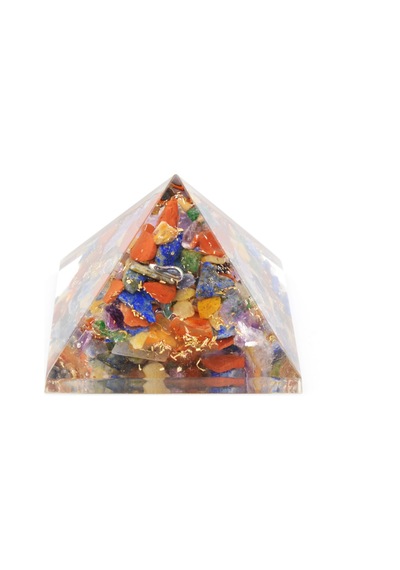 Hakiki Doğal Karışık Taşlı Çakra Orgonit Piramit 36 Gram