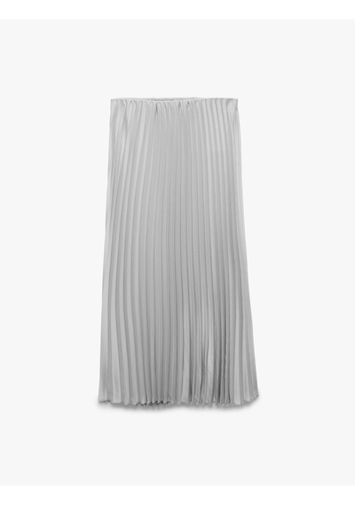 Koton Normal Bel Midi Pileli Saten Etek Gri 6sak70144uw