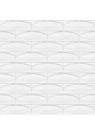 Armada Çini 7x21 Cm Elips Beyaz Desenli Çini Seramik Karo