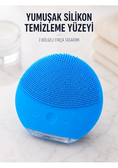 Silikon Yüz Temizleme Fırçası Ayarlanabilir Titreşimli Mavi Cilt Bakım Cihazı