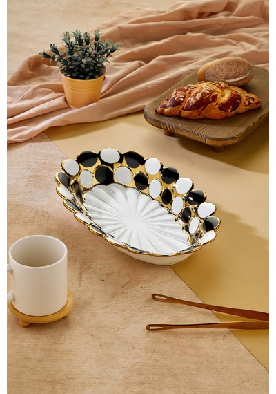 Cooker 36 Cm Porselen Oval Sunumluk Dekoratif Kase Ckr3839