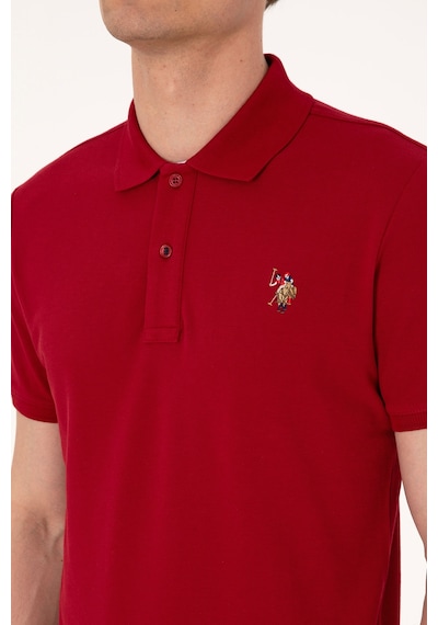 U.S. Polo Assn. Erkek Slim Fit Polo Yaka Bordo Basic Tişört 50310669-VR014