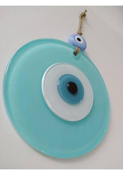 Cam Göbeği Büyük Cam Nazar Boncuğu 12 Cm El Yapımı Duvar Dekoru