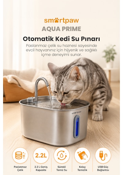 Smartpaw Aqua Prime Kedi Su Pınarı Distribütör Garantili