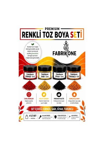 4'lü Set Premium Parafin Soya Wax Toz Mum Boyası Hobi Seti - 5 Cc Kırmızı, Sarı, Siyah, Turuncu Bkfab4ksrst5g Çok Renkli