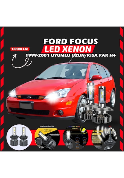 Ford Focus 1 1999-2001 Uzun-kısa Uyumlu Şimşek Etkili Led Xenon Premium Series H4
