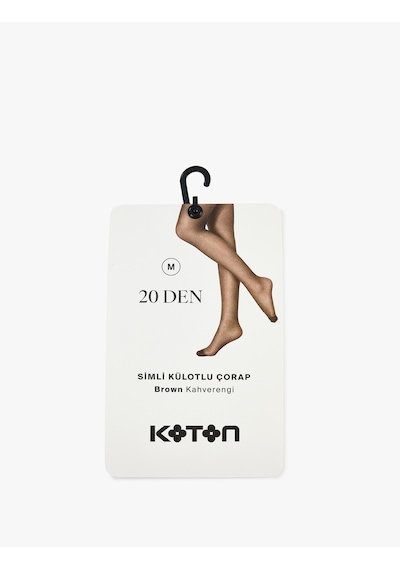 Koton Simli 20 Den Metalik İplik Detaylı Külotlu Çorap Kahverengi 7wak81120aa Kahve