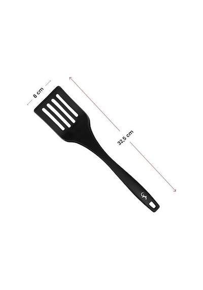 Lurch - Platin Silikon Delikli Spatula 32,5 Cm Siyah - Yanmaz, Yapışmaz, Bükülmez, Çizmez, Tat Ve Koku Bırakmaz - 240603 Renk