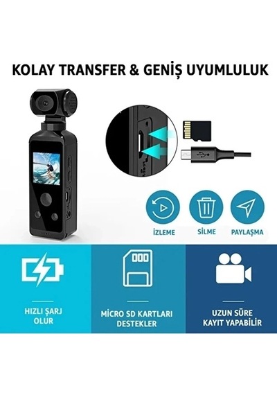 4k Ultra Hd Aksiyon Kamerası 270 Geniş Açı Döner Klips Su Geçirmez Kılıf Wifi Kamera