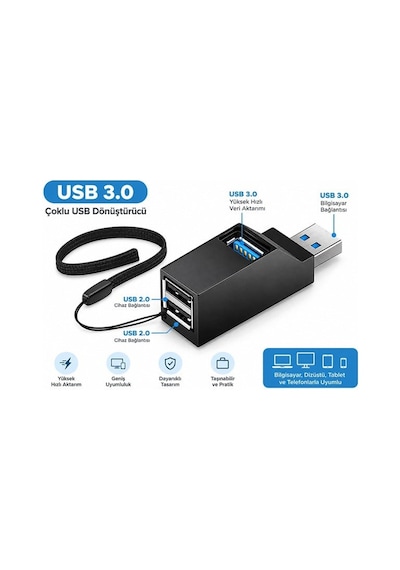 Pm-38399 3 Portlu Usb 3.0 Çoklu Dönüştürücü Hub Çoklayıcı