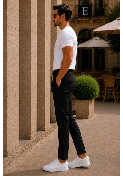 Danger Erkek Premium Poliamid Kumaş Comfort Fit Jogger Siyah Pantolon - 252dngr