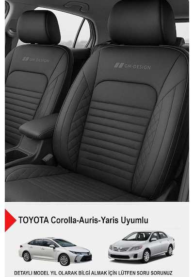 İstanbul Serisi Deri Oto Koltuk Kılıfı Toyota Corolla-auris-yaris Uyumlu Siyah