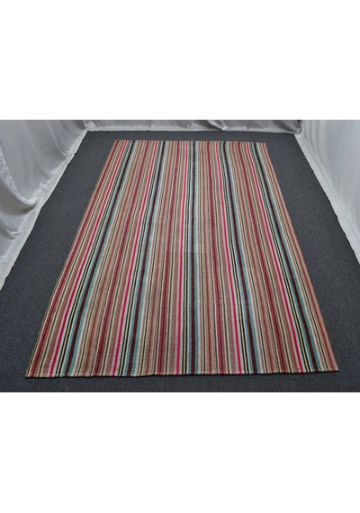 El Dokuma 5m2 Rengarenk Bukleli Pamuklu Kilim 6396