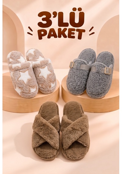 Stwenn 3 Lü Avantajlı Paket Kışlık Peluş Desenli Sessiz Ortopedik Taban Çeyiz Misafir Ev Terliği Set 3 Lü Çpz-yldz-snw Stwenn 3 Lü Avantajlı Paket Kışlık Peluş Desenli Sessiz Ortopedik Taban Çeyiz Misafir Ev Terliği Set 3 Lü Çpz-yldz-snw