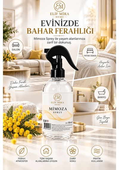 Oda Kokusu Sprey Mimoza Kalıcı Oda Parfümü 500 Ml
