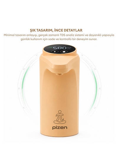 Pizen Flow Usb Şarjlı Otomatik Damacana Su Pompası Tds Ölçer 250ml 500ml 1l 2l Ölçü Özellikli Turuncu