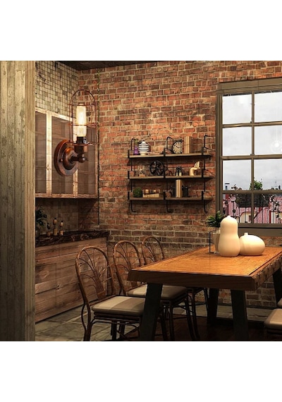 Riolight Bakır Eskitme Retro,vintage,rustik 1xe27 Duylu Tekli Metal Kafes Duvar Aplik Eskitme