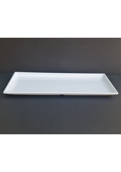 4 Adet Standart Melamin Kayık Tabak Sunum Tabağı 38x16 Cm - Beyaz Beyaz