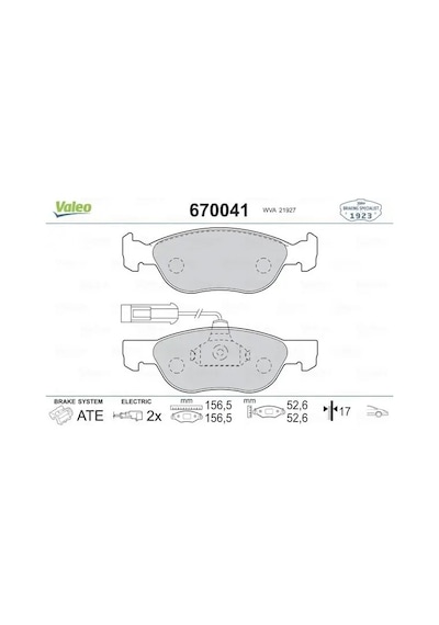 Fiat Punto On Fren Balatasi 1.3 Multijet 2004-2008 Valeo 670041