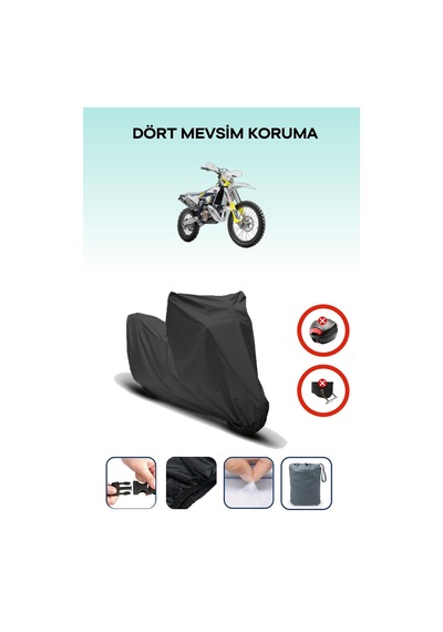 Siyah Arka Çanta Kilit Uyumsuz Husqvarna Te 300i Uyumlu Motosiklet Brandası, 4mevsim